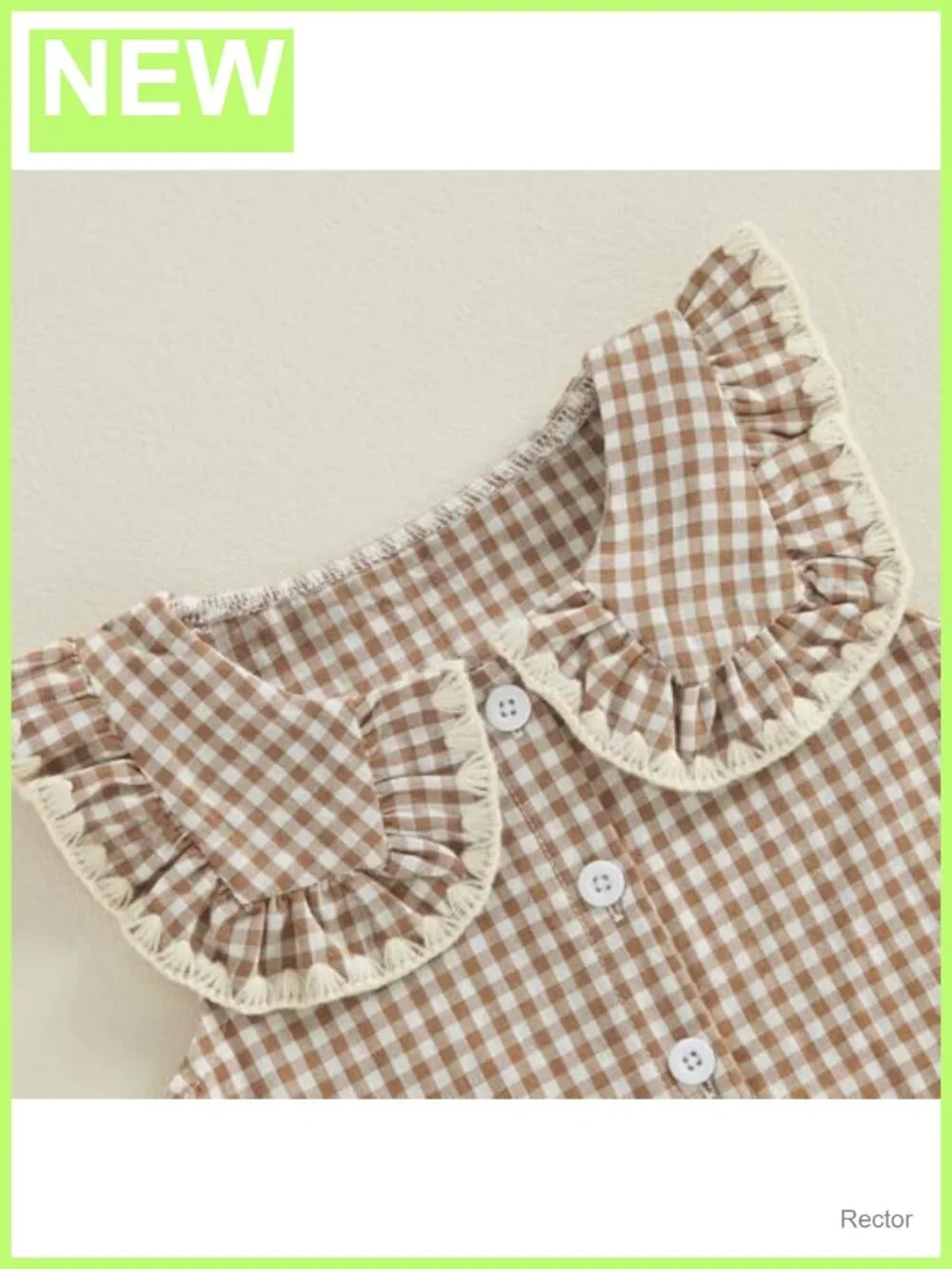 2pc Toddler Girls Ruffle Sleeve Button Up Dress Top Plaid Pants Set